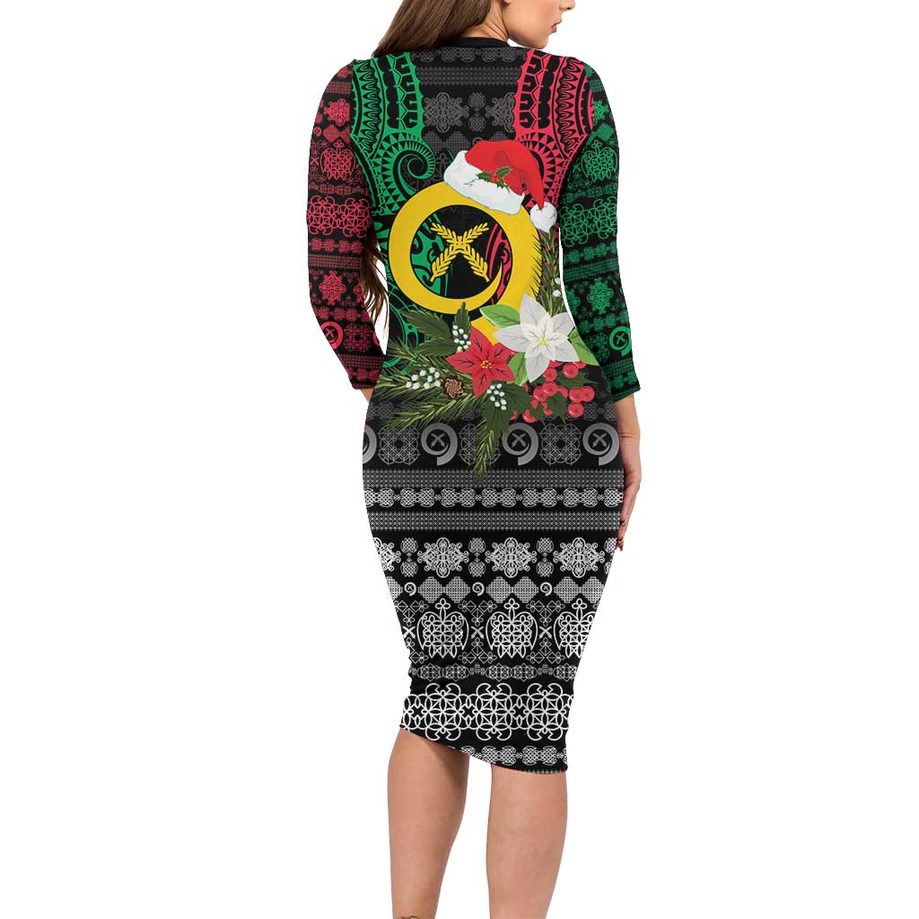Vanuatu Pig's Tusk Meri Krismas! Family Matching Long Sleeve Bodycon Dress and Hawaiian Shirt Vanuatuan Ancient Art Spirit - Polynesian Pride