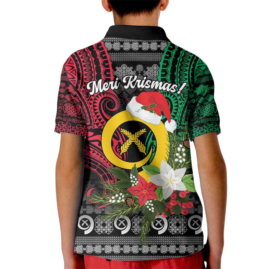 Vanuatu Pig's Tusk Meri Krismas! Kid Polo Shirt Vanuatuan Ancient Art Spirit - Polynesian Pride