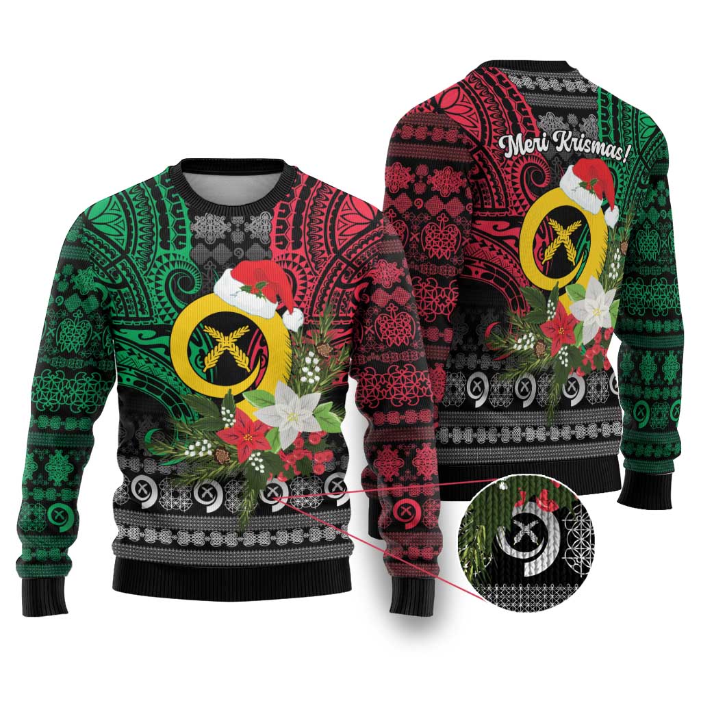 Vanuatu Pig's Tusk Meri Krismas! Ugly Christmas Sweater Vanuatuan Ancient Art Spirit - Polynesian Pride