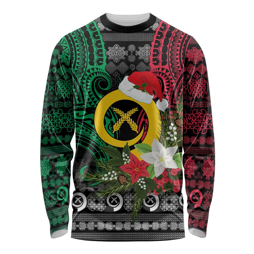 Vanuatu Pig's Tusk Meri Krismas! Long Sleeve Shirt Vanuatuan Ancient Art Spirit - Polynesian Pride