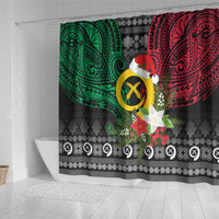 Vanuatu Pig's Tusk Meri Krismas! Shower Curtain Vanuatuan Ancient Art Spirit - Polynesian Pride