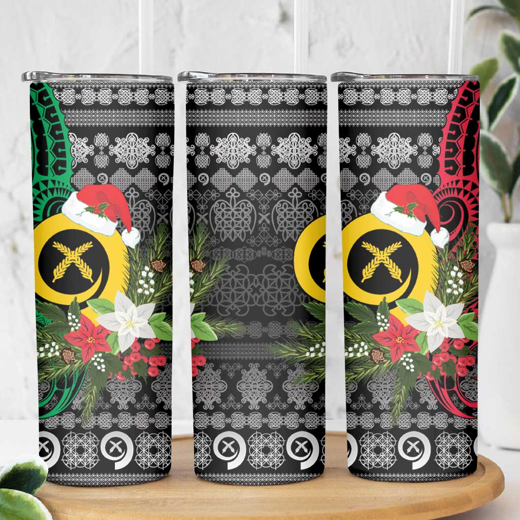 Vanuatu Pig's Tusk Meri Krismas! Skinny Tumbler Vanuatuan Ancient Art Spirit - Polynesian Pride