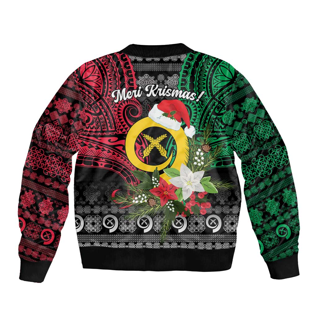Vanuatu Pig's Tusk Meri Krismas! Sleeve Zip Bomber Jacket Vanuatuan Ancient Art Spirit - Polynesian Pride
