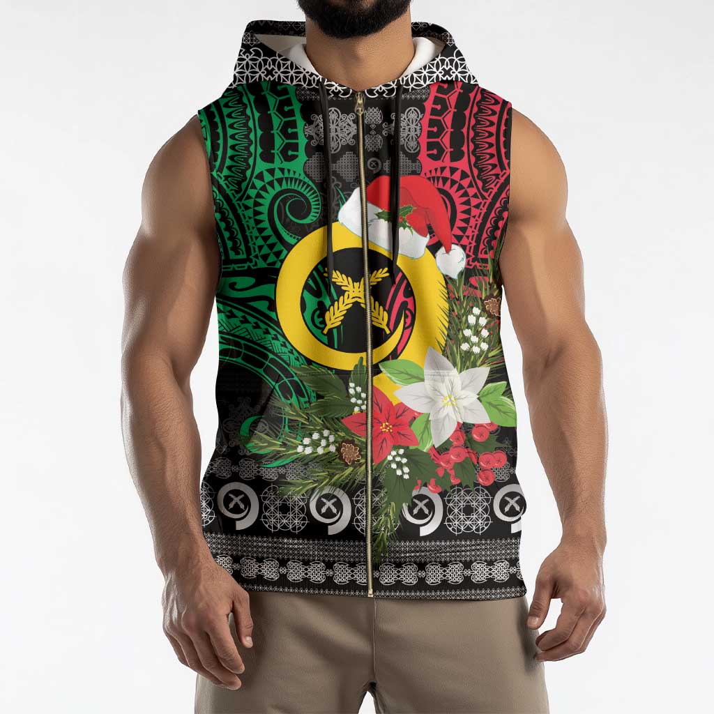 Vanuatu Pig's Tusk Meri Krismas! Sleeveless Zip Hoodie Vanuatuan Ancient Art Spirit - Polynesian Pride