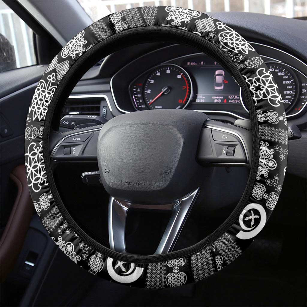 Vanuatu Pig's Tusk Meri Krismas! Steering Wheel Cover Vanuatuan Ancient Art Spirit - Polynesian Pride