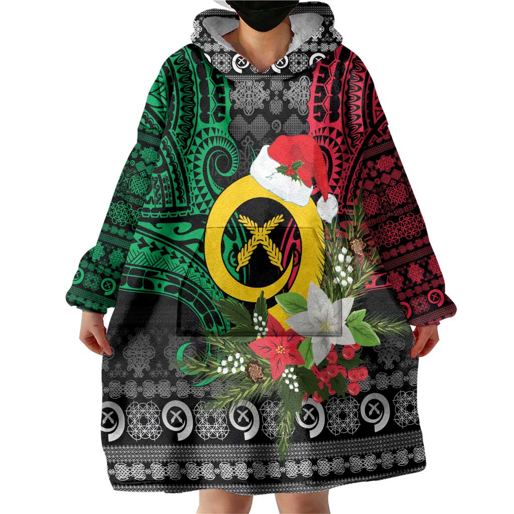 Vanuatu Pig's Tusk Meri Krismas! Wearable Blanket Hoodie Vanuatuan Ancient Art Spirit - Polynesian Pride