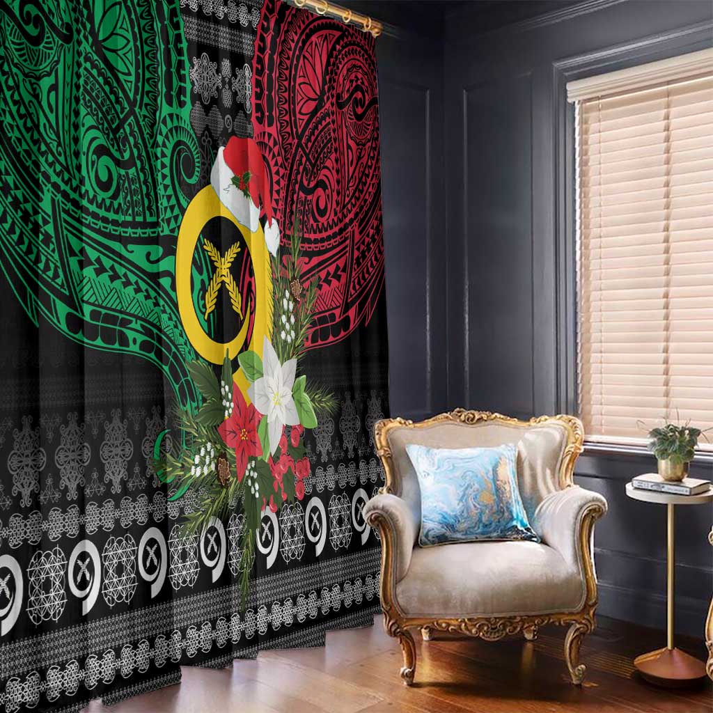Vanuatu Pig's Tusk Meri Krismas! Window Curtain Vanuatuan Ancient Art Spirit - Polynesian Pride