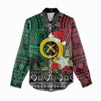 Vanuatu Pig's Tusk Meri Krismas! Women Casual Shirt Vanuatuan Ancient Art Spirit - Polynesian Pride