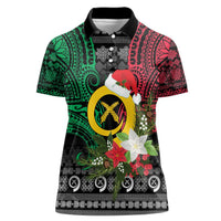Vanuatu Pig's Tusk Meri Krismas! Women Polo Shirt Vanuatuan Ancient Art Spirit - Polynesian Pride