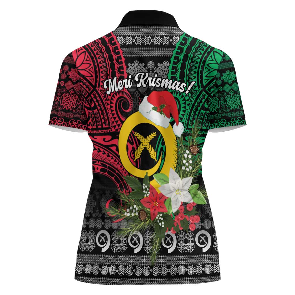 Vanuatu Pig's Tusk Meri Krismas! Women Polo Shirt Vanuatuan Ancient Art Spirit - Polynesian Pride