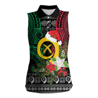 Vanuatu Pig's Tusk Meri Krismas! Women Sleeveless Polo Shirt Vanuatuan Ancient Art Spirit - Polynesian Pride
