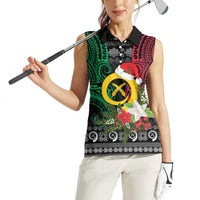 Vanuatu Pig's Tusk Meri Krismas! Women Sleeveless Polo Shirt Vanuatuan Ancient Art Spirit - Polynesian Pride
