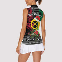 Vanuatu Pig's Tusk Meri Krismas! Women Sleeveless Polo Shirt Vanuatuan Ancient Art Spirit - Polynesian Pride