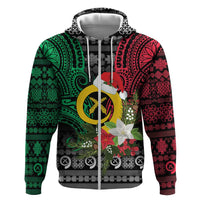 Vanuatu Pig's Tusk Meri Krismas! Zip Hoodie Vanuatuan Ancient Art Spirit - Polynesian Pride