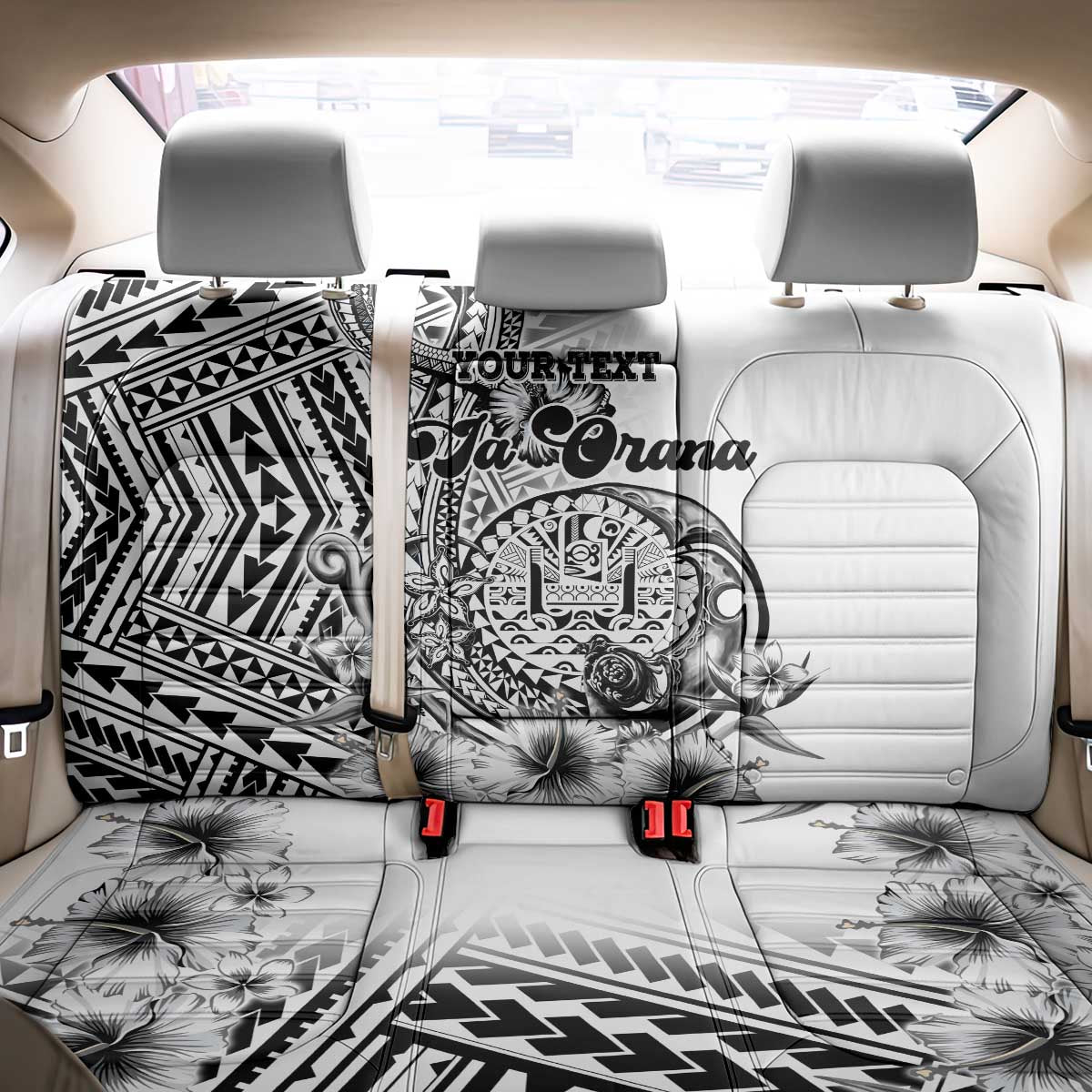 Ia Orana Tahiti Personalised Back Car Seat Cover French Polynesia Hook Tattoo Special White Color LT9