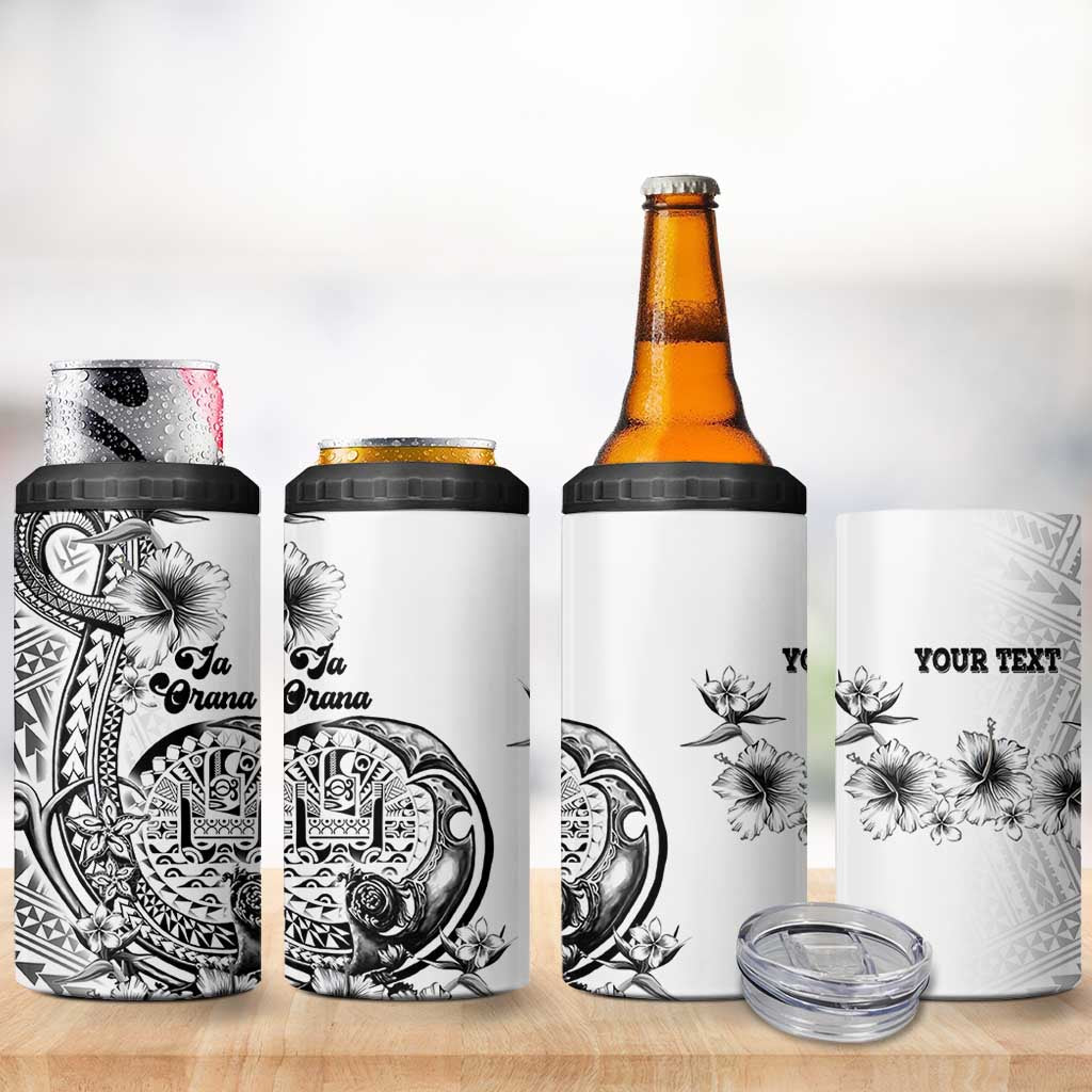 Ia Orana Tahiti Personalised 4 in 1 Can Cooler Tumbler French Polynesia Hook Tattoo Special White Color - Polynesian Pride
