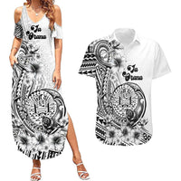 Ia Orana Tahiti Personalised Couples Matching Summer Maxi Dress and Hawaiian Shirt French Polynesia Hook Tattoo Special White Color LT9