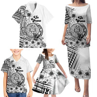 Ia Orana Tahiti Personalised Family Matching Puletasi Dress and Hawaiian Shirt French Polynesia Hook Tattoo Special White Color LT9