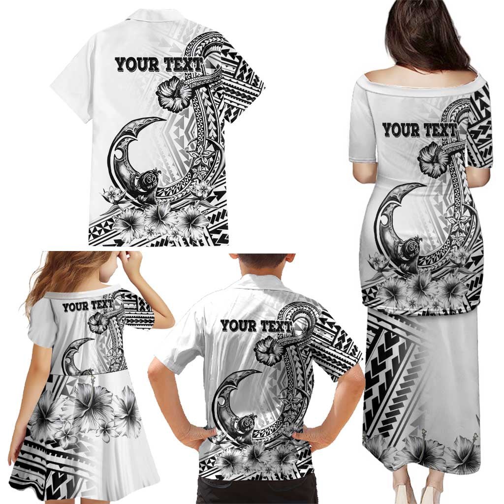 Ia Orana Tahiti Personalised Family Matching Puletasi Dress and Hawaiian Shirt French Polynesia Hook Tattoo Special White Color LT9