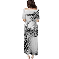 Ia Orana Tahiti Personalised Family Matching Puletasi Dress and Hawaiian Shirt French Polynesia Hook Tattoo Special White Color LT9