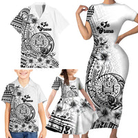Ia Orana Tahiti Personalised Family Matching Short Sleeve Bodycon Dress and Hawaiian Shirt French Polynesia Hook Tattoo Special White Color LT9