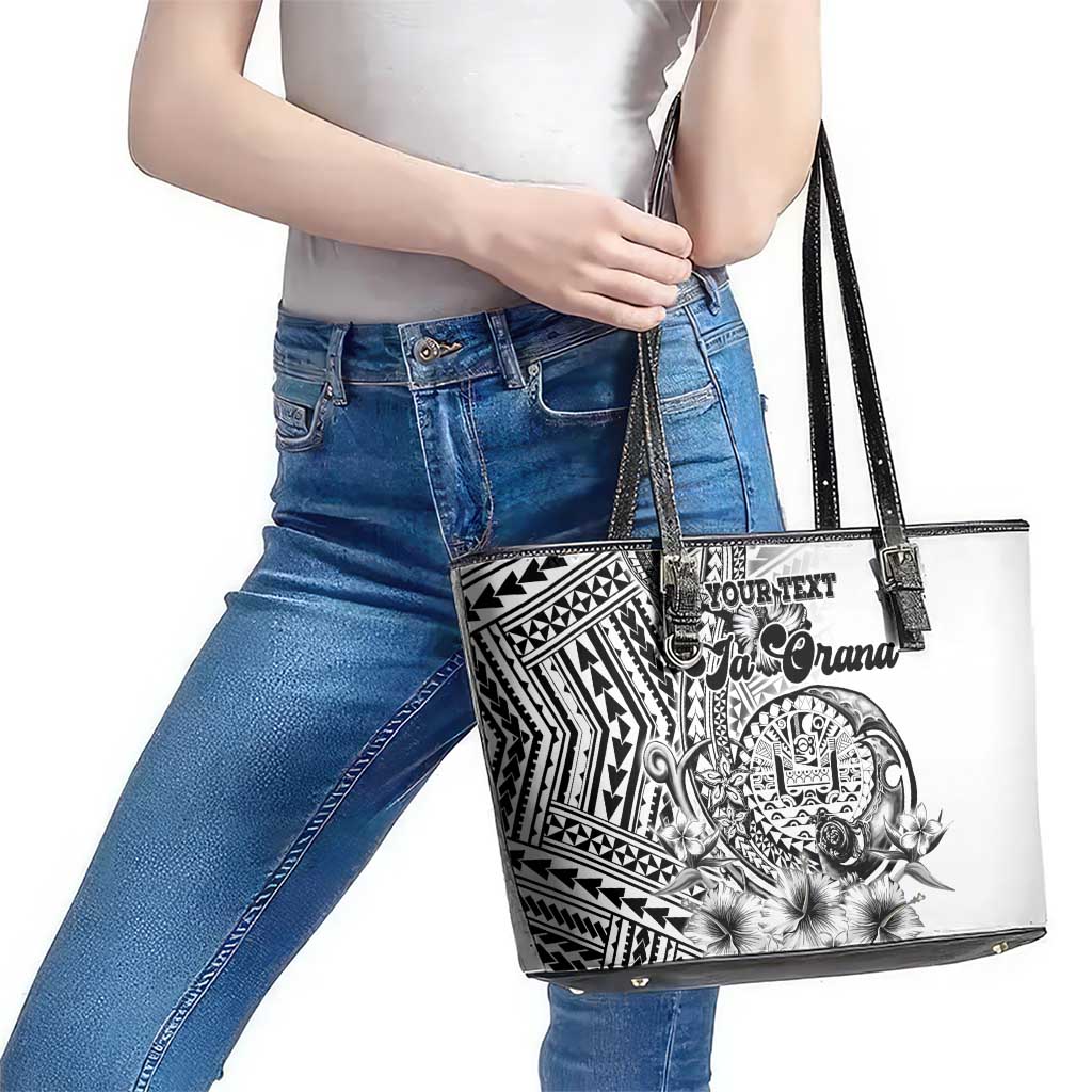 Ia Orana Tahiti Personalised Leather Tote Bag French Polynesia Hook Tattoo Special White Color LT9