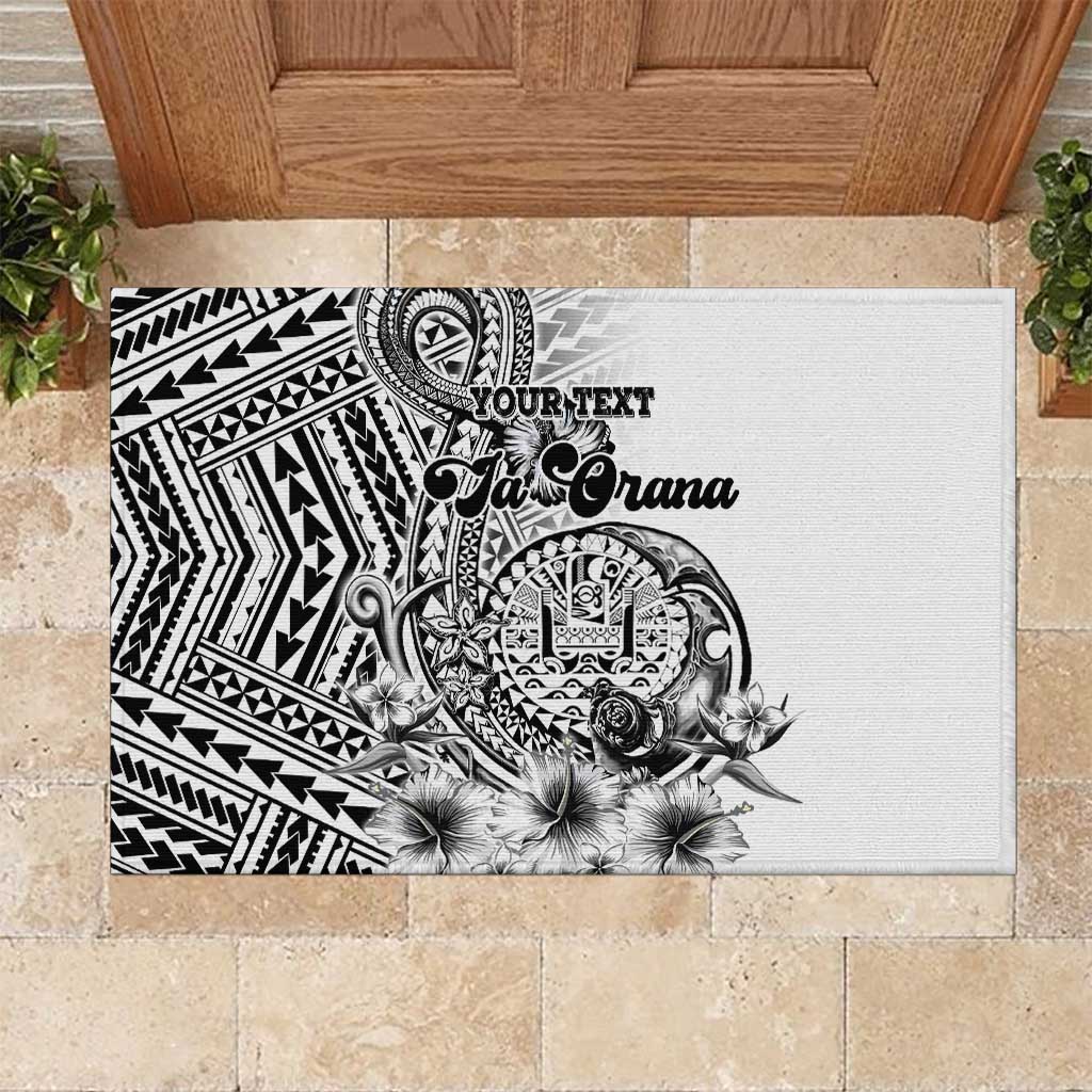 Ia Orana Tahiti Personalised Rubber Doormat French Polynesia Hook Tattoo Special White Color LT9