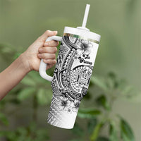 Ia Orana Tahiti Personalised Tumbler With Handle French Polynesia Hook Tattoo Special White Color - Polynesian Pride