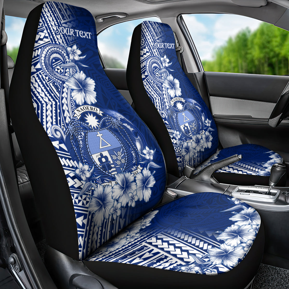Nauru Independence Personalised Car Seat Cover Naoero Hook Tattoo Special Polynesian Pattern LT9 - Polynesian Pride