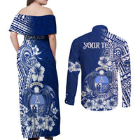 Nauru Independence Personalised Couples Matching Off Shoulder Maxi Dress and Long Sleeve Button Shirt Naoero Hook Tattoo Special Polynesian Pattern LT9 - Polynesian Pride