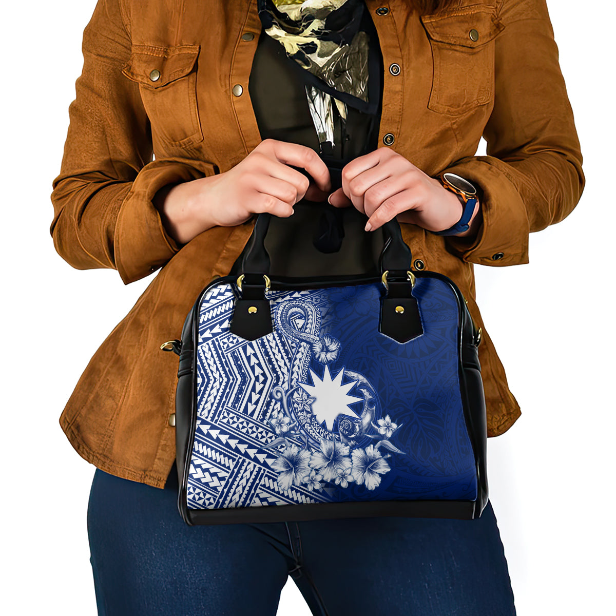Nauru Independence Personalised Shoulder Handbag Naoero Hook Tattoo Special Polynesian Pattern LT9 - Polynesian Pride