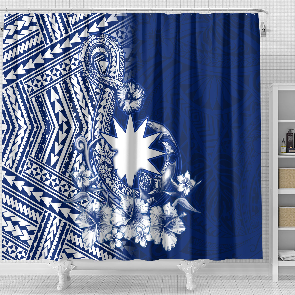 Nauru Independence Personalised Shower Curtain Naoero Hook Tattoo Special Polynesian Pattern LT9 - Polynesian Pride