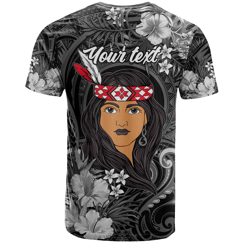 New Zealand Custom Women's Day T Shirt Maori Girl Feathers of Hope - Black LT9 - Polynesian Pride