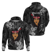 New Zealand Custom Women's Day Zip Hoodie Maori Girl Feathers of Hope - Black LT9 - Polynesian Pride