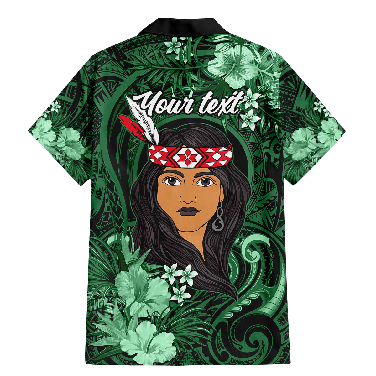 New Zealand Custom Women's Day Family Matching Mermaid Dress and Hawaiian Shirt Maori Girl Feathers of Hope - Green LT9 - Polynesian Pride