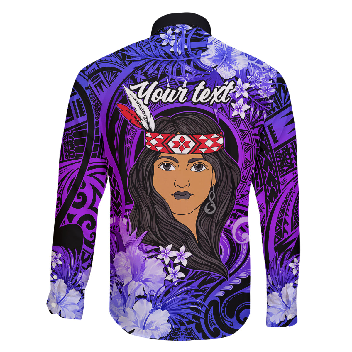 New Zealand Custom Women's Day Family Matching Off Shoulder Short Dress and Hawaiian Shirt Maori Girl Feathers of Hope - Purple LT9 - Polynesian Pride