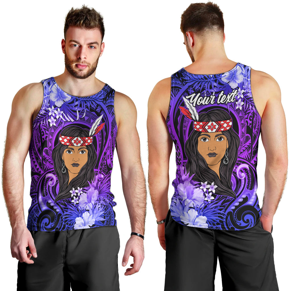 New Zealand Custom Women's Day Men Tank Top Maori Girl Feathers of Hope - Purple LT9 - Polynesian Pride