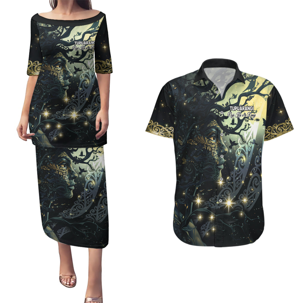New Zealand Matariki Tupuarangi Couples Matching Puletasi and Hawaiian Shirt Ngā Kai o te Rangi