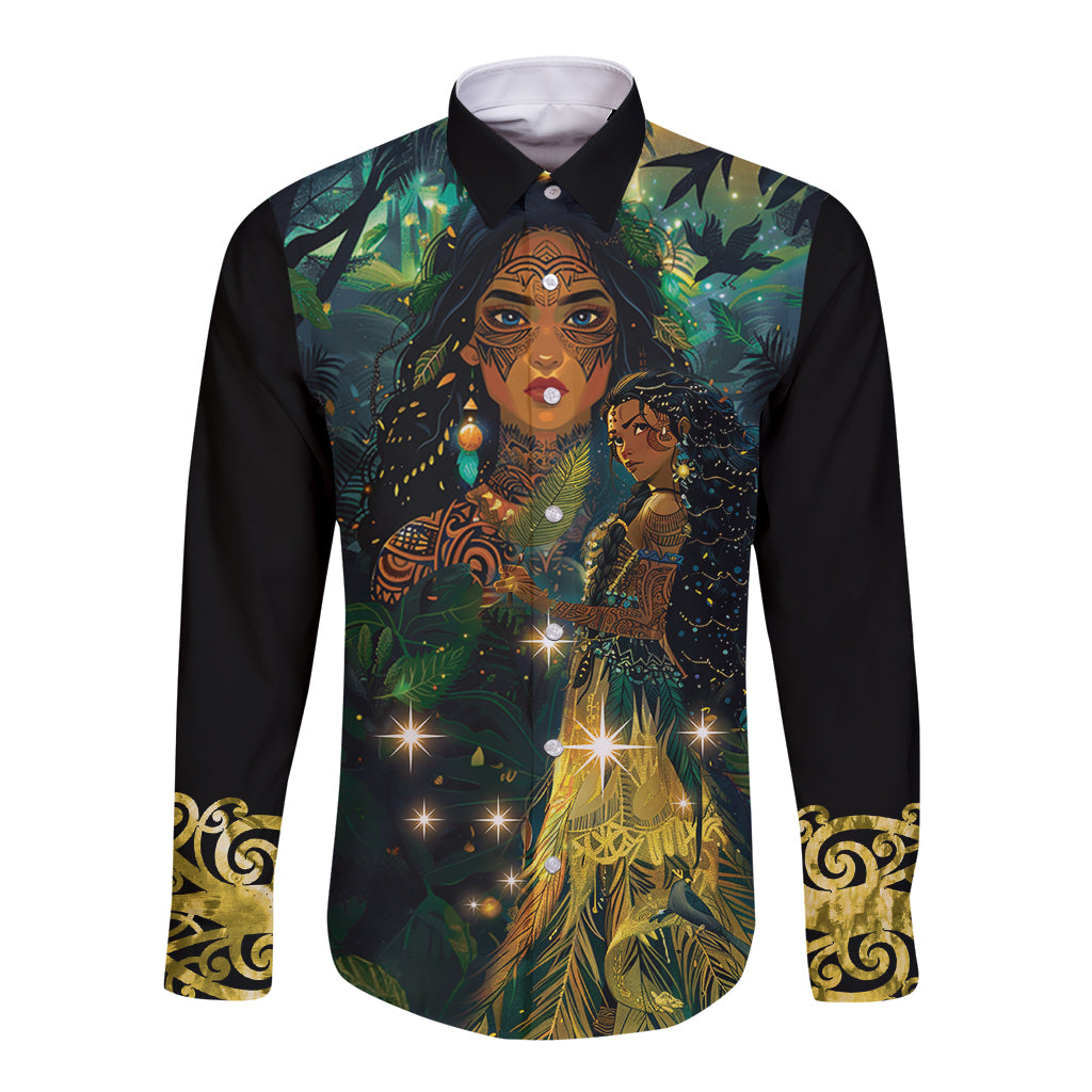 New Zealand Matariki Long Sleeve Button Shirt Rongoā Māori Wellbeing and Good Luck