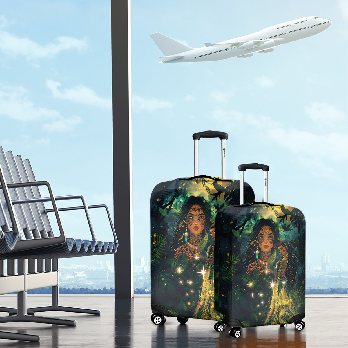 New Zealand Matariki Luggage Cover Rongoā Māori Wellbeing and Good Luck