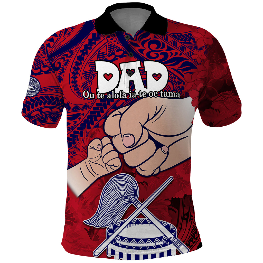 Fathers Day Polynesian Islands American Samoa Polo Shirt Dad Ou Te Alofa Ia Te Oe Tama Polynesian Flowers Tribal LT9 Red - Polynesian Pride