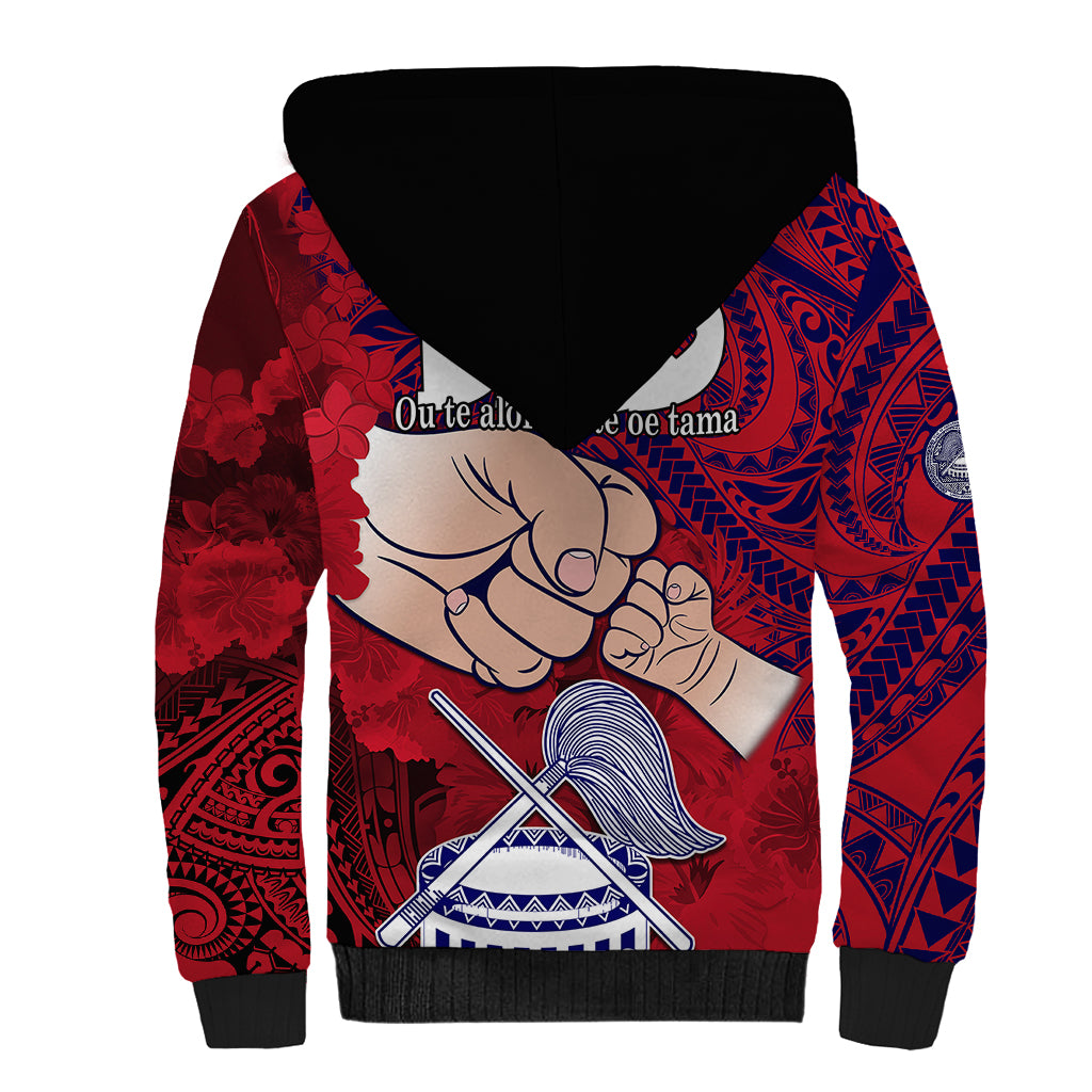 Fathers Day Polynesian Islands American Samoa Sherpa Hoodie Dad Ou Te Alofa Ia Te Oe Tama - Polynesian Flowers Tribal LT9 - Polynesian Pride