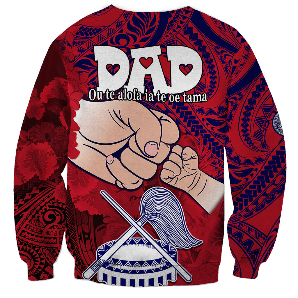 Dads Day American Samoa Sweatshirt Dad Ou Te Alofa Ia Te Oe Tama - Polynesian Flowers Tribal LT9 - Polynesian Pride