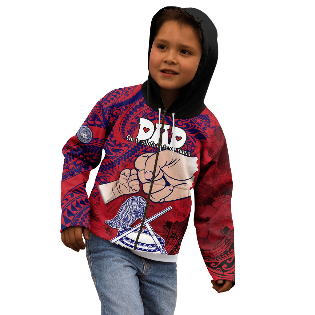 Personalised Fathers Day Polynesian Islands American Samoa Kid Hoodie Dad Ou Te Alofa Ia Te Oe Tama - Polynesian Flowers Tribal LT9 - Polynesian Pride