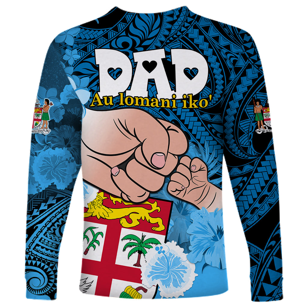 Fathers Day Polynesian Islands Fiji Long Sleeve Shirt Dad Au Lomani Iko - Polynesian Flowers Tribal LT9 - Polynesian Pride