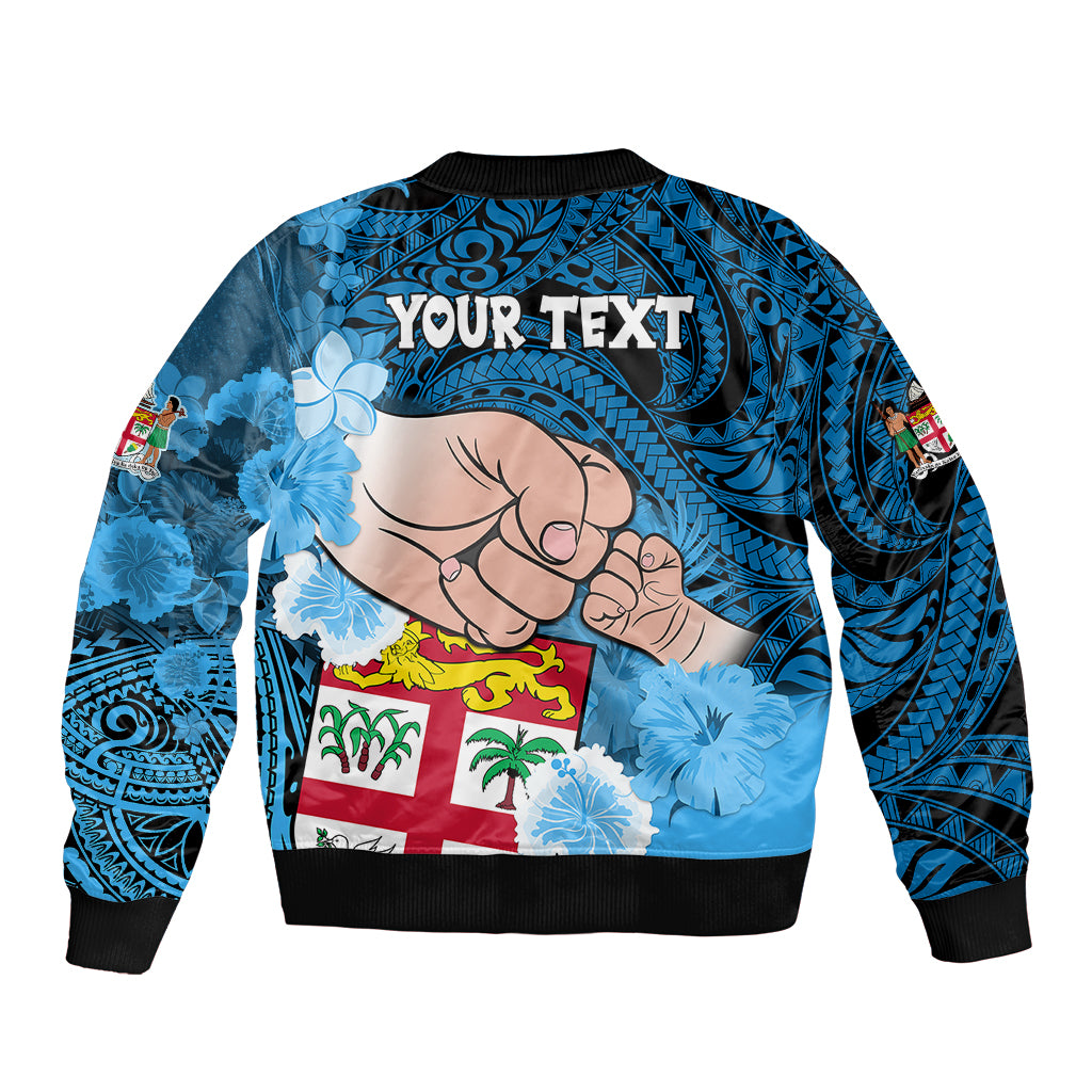 Personalised Fathers Day Polynesian Islands Fiji Bomber Jacket Dad Au Lomani Iko - Polynesian Flowers Tribal LT9 - Polynesian Pride