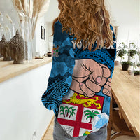 Personalised Fathers Day Polynesian Islands Fiji Women Casual Shirt Dad Au Lomani Iko - Polynesian Flowers Tribal LT9 - Polynesian Pride