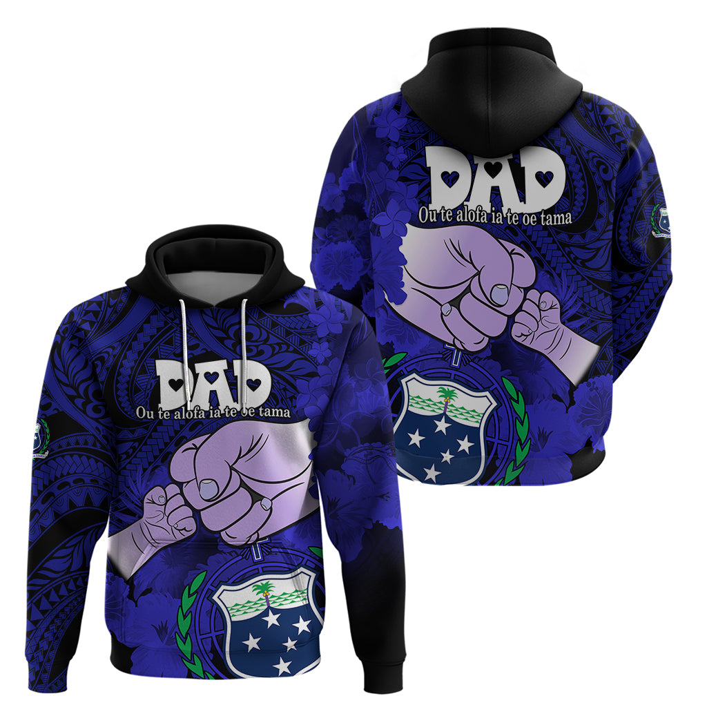 Fathers Day Polynesian Islands Samoa Hoodie Dad Ou Te Alofa Ia Te Oe Tama Blue Polynesian Flowers Tribal LT9 - Polynesian Pride