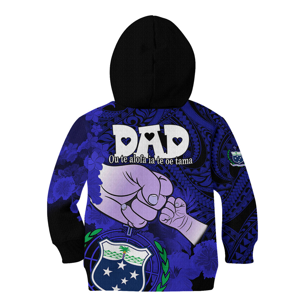 Dads Day Samoa Kid Hoodie Dad Ou Te Alofa Ia Te Oe Tama - Blue Polynesian Flowers Tribal LT9 - Polynesian Pride