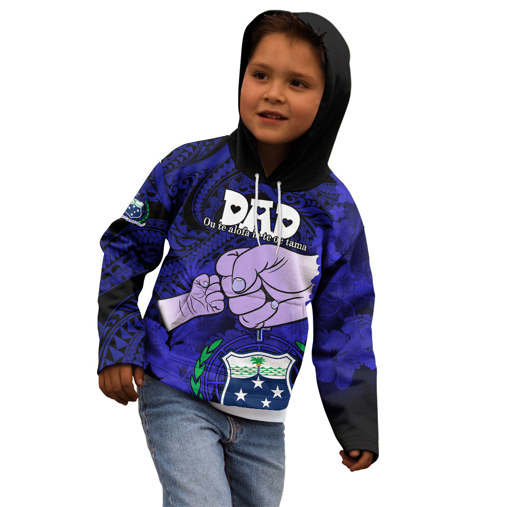 Dads Day Samoa Kid Hoodie Dad Ou Te Alofa Ia Te Oe Tama - Blue Polynesian Flowers Tribal LT9 - Polynesian Pride